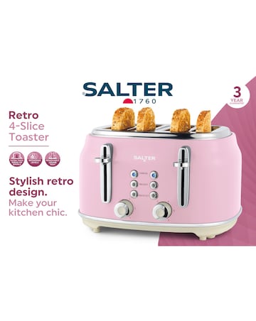 Salter Retro 4 Slice Pink Toaster