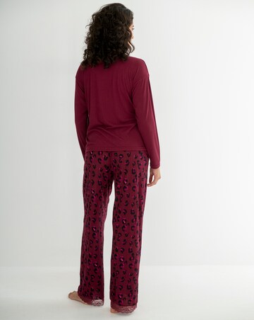 Pour Moi Rib Lace Trim V Neck Lounge Pyjama Set