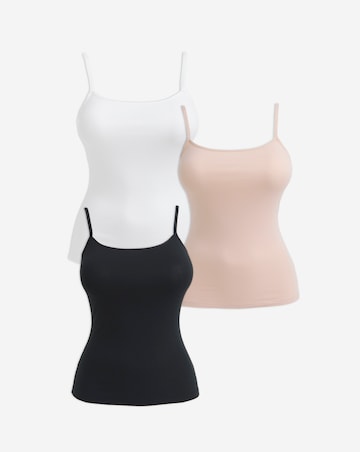 Pretty Secrets (3 Pack) Cotton Vests Black/White/Blush