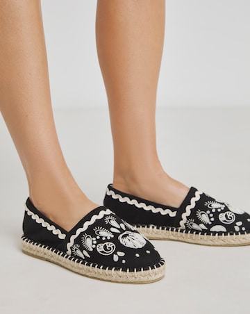 Simply Be Jenner Embroidered Espadrille Shoes - Extra Wide Fit (EEE)