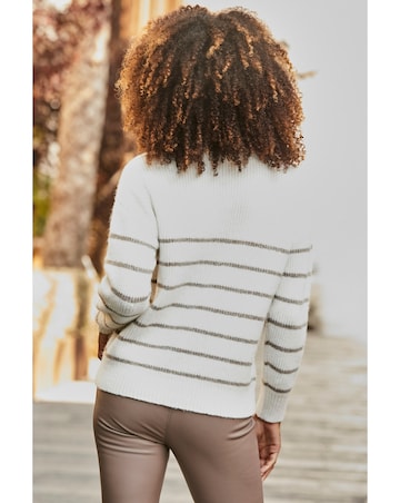 Sosandar Stripe Zip Collar Jumper