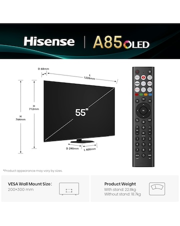 Hisense 55A85QTUK 55in OLED 4K Ultra HD HDR Smart TV
