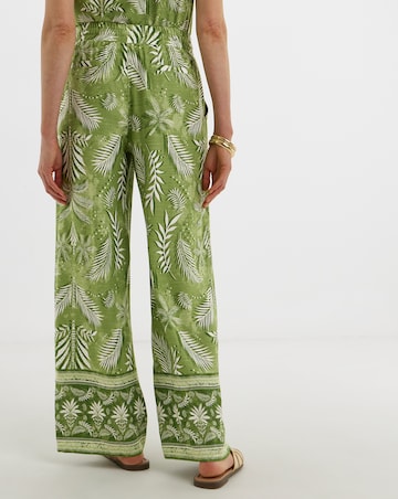 Linen Mix Wide Leg Trousers