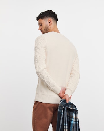 Ecru Cable Knit Crew Neck