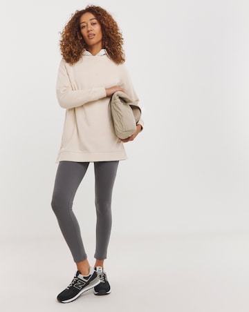 Oatmeal Popper Side Longline Sweatshirt