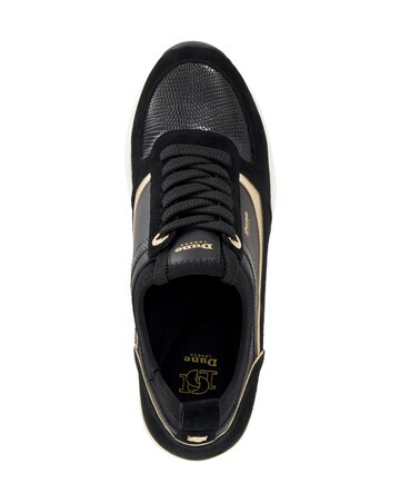 Dune Ellaina Black Wedge Lace Up Trainers