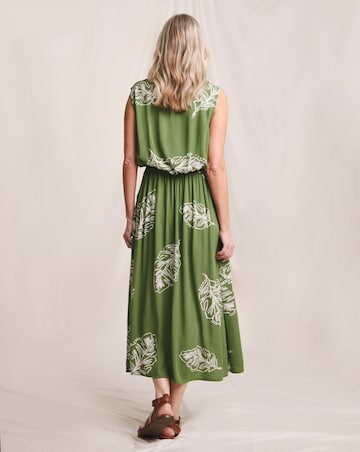 Julipa Textured Crinkle Printed Pocket Midi Dress