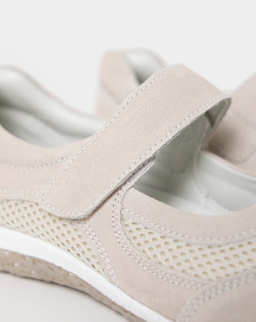 Heavenly Soles Avalon Sporty Mary Jane Suede Trainer - Wide Fit (E)