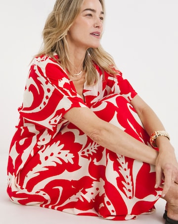 Textured Crinkle Kaftan Overhead Midi Dress