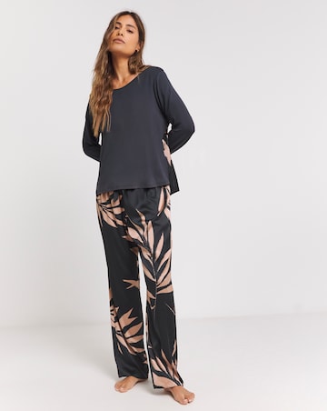 Figleaves Stretch Satin And Jersey Pyjama Set