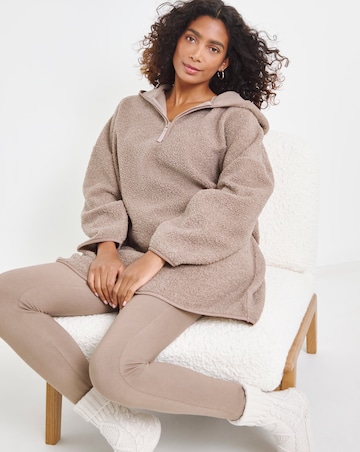 Pretty Secrets Borg Longline Oversized Hooded Dress with Matching Leggings