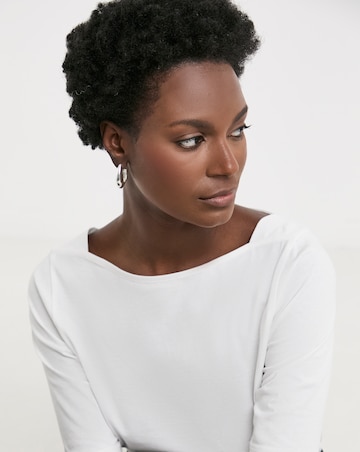 Pure Cotton Slash Neck 3/4 Sleeve Top