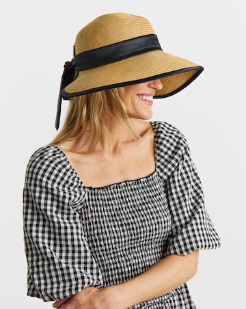 Wide Brim Satin Tie Bow Hat