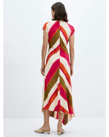 Mango Side Split Red/ White Stripe Cherry Dress
