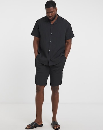 Jack & Jones Textured Shirt & Short Set - Black