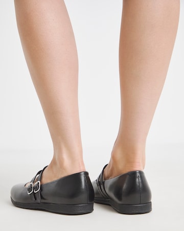 Heavenly Soles Alexis Classic Mary Janes With Two Straps - Extra Wide Fit (EEE)