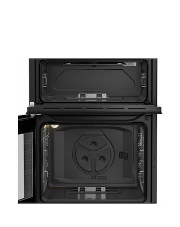 Hotpoint HTG6GDCB1 60cm Gas Twin Cooker with Glass Lid - Black + Install
