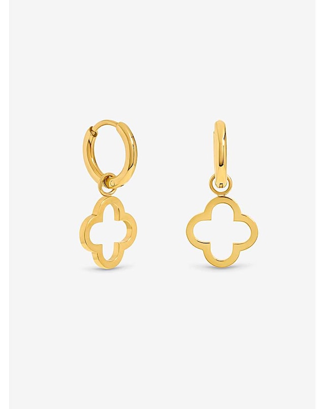 Waterproof Plated Clover Huggie Hoops
