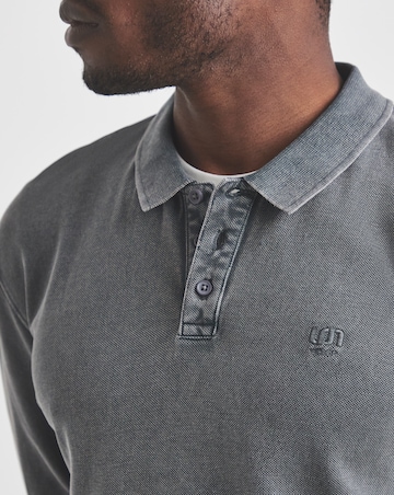 Union Garment Dyed Long Sleeve Polo-Grey