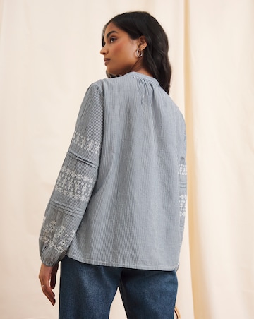 Anise Coralie Embroidered Sleeve Blouse