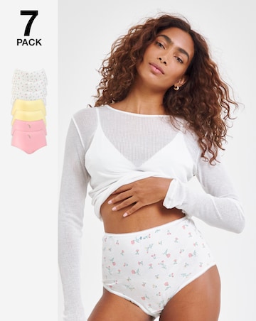 Pretty Secrets (7 Pack) Cotton Full Fit Brief Knickers Ditsy Floral