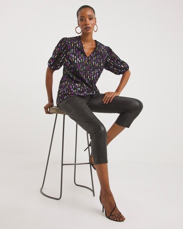 Puff Sleeve V Neck Sequin Top