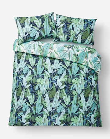 Tropical Leaf Cotton Blend Reversible Duvet Cover Set