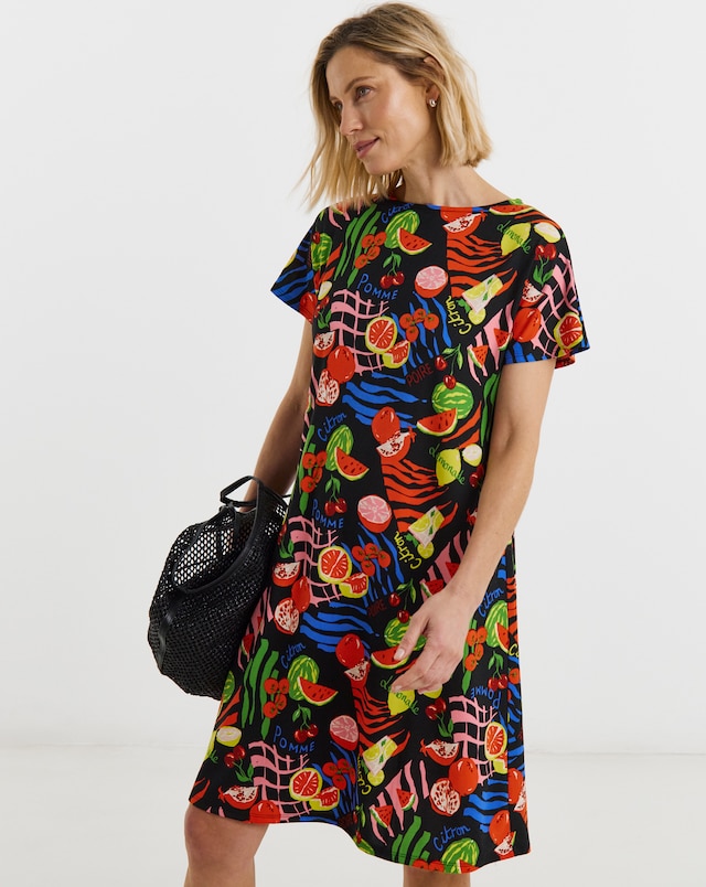 Multi Print  Jersey Swing Dress