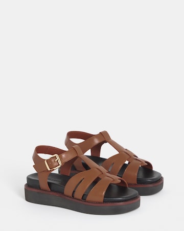 Fontana Leather T Bar Fisherman Sandals - Extra Wide Fit (EEE)