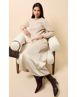 Little Mistress Taupe Embellished Knitted Jumper