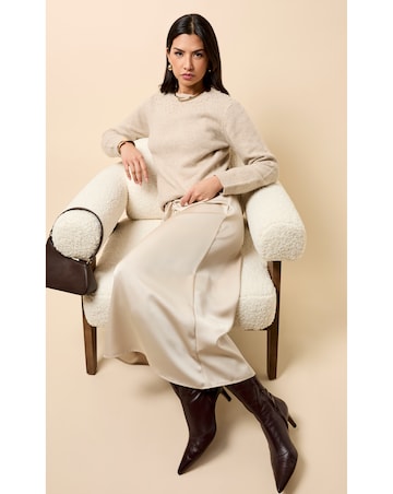 Little Mistress Taupe Embellished Knitted Jumper