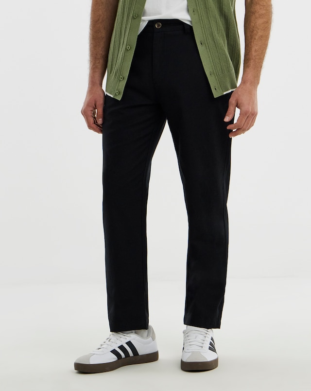 Straight Fit Linen Chino