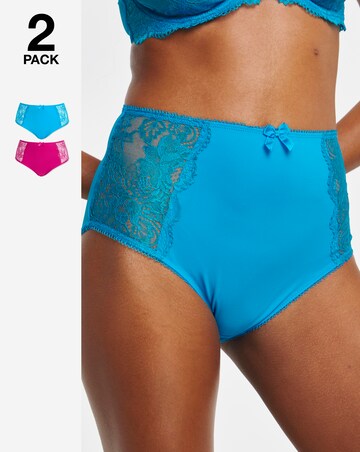 Pretty Secrets 2 Pack Ella Lace Full Brief Knickers - Pink/Teal