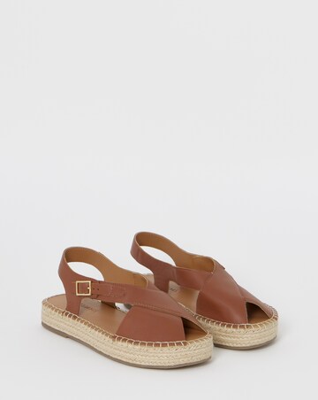 York Peep Toe Leather Espadrille Sandals - Wide Fit (E)