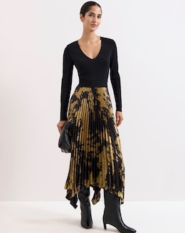 Phase Eight Jenifer Foil Print Woven Hem Dress