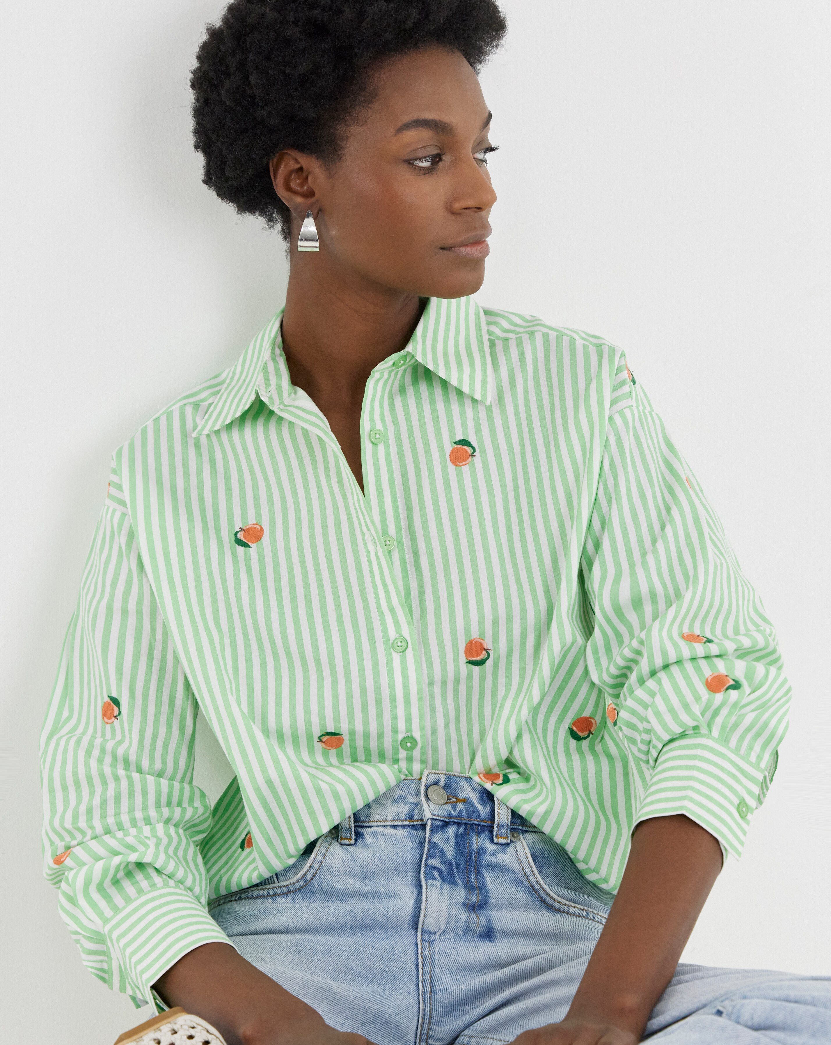 Embroidered Stripe Shirt