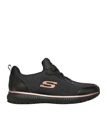 Skechers Black and Rose Gold Squad Work Wear Shoes- Standard Fit (D)