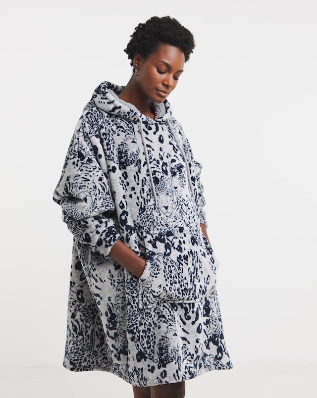 Joe Browns Animal Print Fleece Hooded Lounge Dress | JD Williams