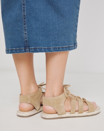 Simply Be Serenity Suede Lace Up Flat Espadrille Sandals - Wide Fit (E)