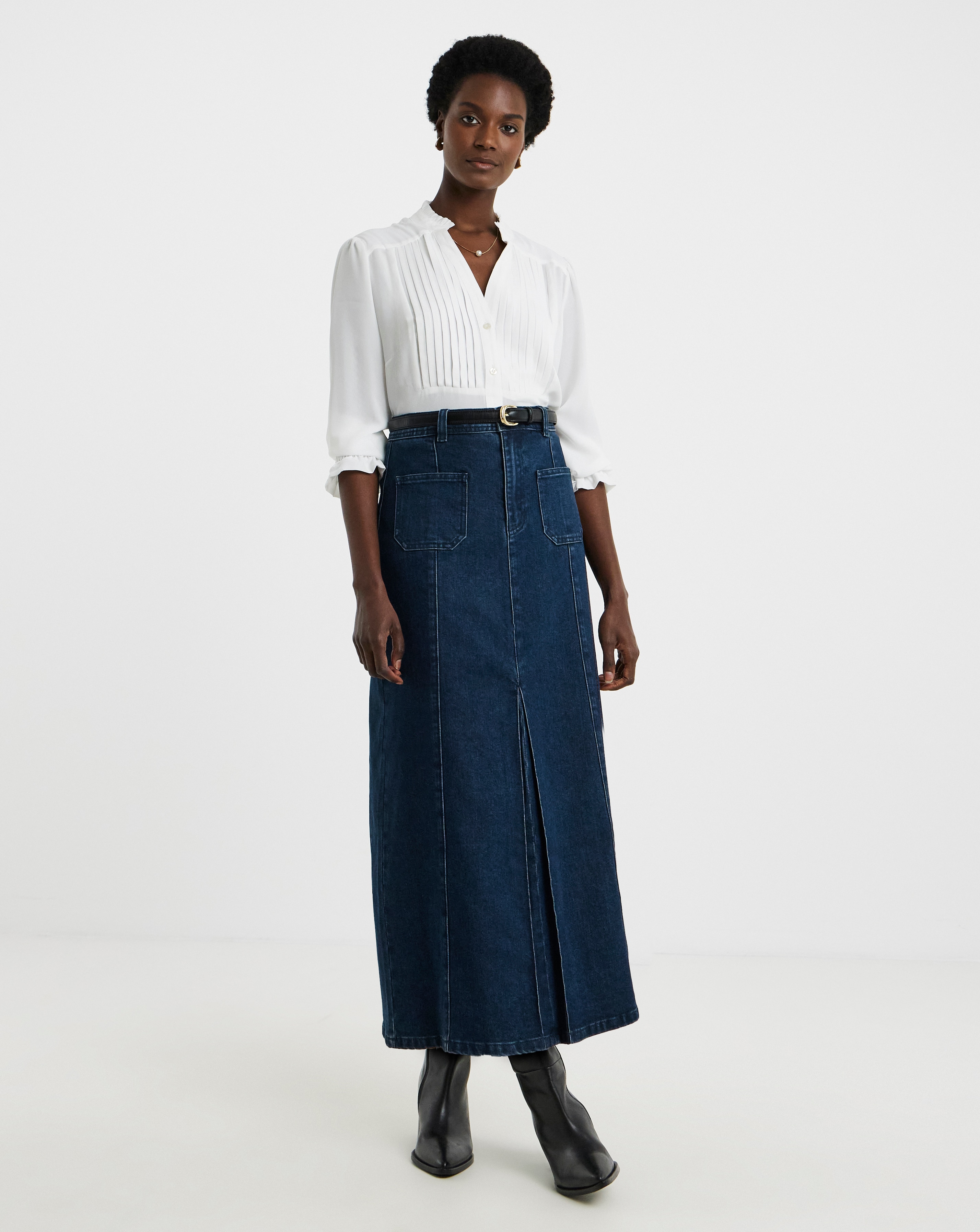 Indigo Pocket Front Skirt | JD Williams