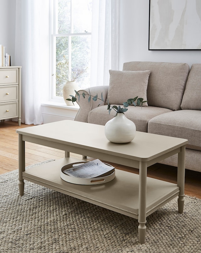Darcy Bobbin Trim Coffee Table With Open Shelf