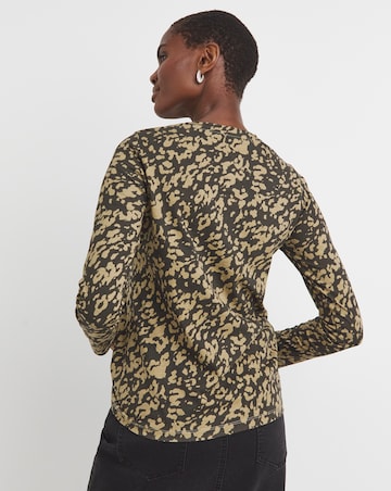 Animal Print Crew Neck Long Sleeve T-Shirt