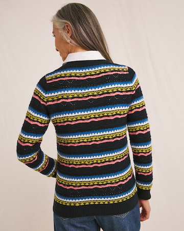 Julipa Pointelle Contrast Stitch Jumper