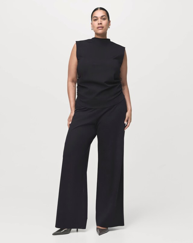 Mango Sleeveless High Neck Ruched Top
