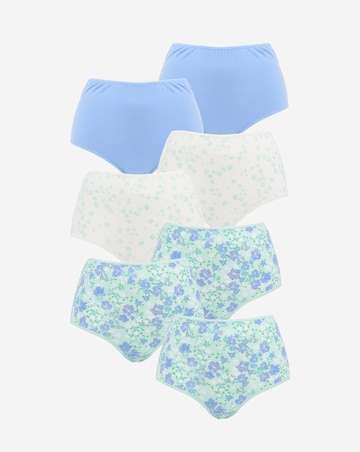 Pretty Secrets (7 Pack) Cotton Full Fit Brief Knickers Aqua Floral
