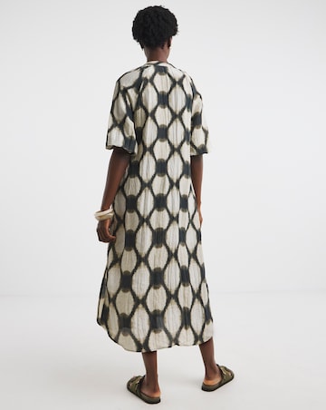 Printed Textured Fabric Kaftan Dress