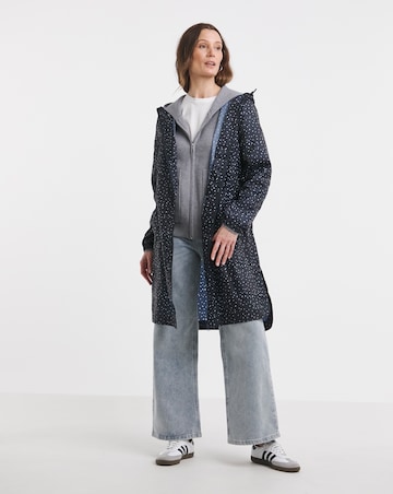 Longline Navy Spot Printed Pac A Mac