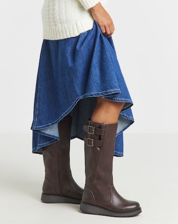 Heavenly Feet Bernice Knee High Boots Curvy Calf Ex Wide Fit