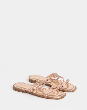 Daffodil Sparkly Asymmetric Flat Mule Sandals - Extra Wide Fit (EEE)