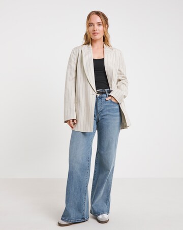 Simply Be Neutral Linen Blend Pinstripe Co-ord Blazer